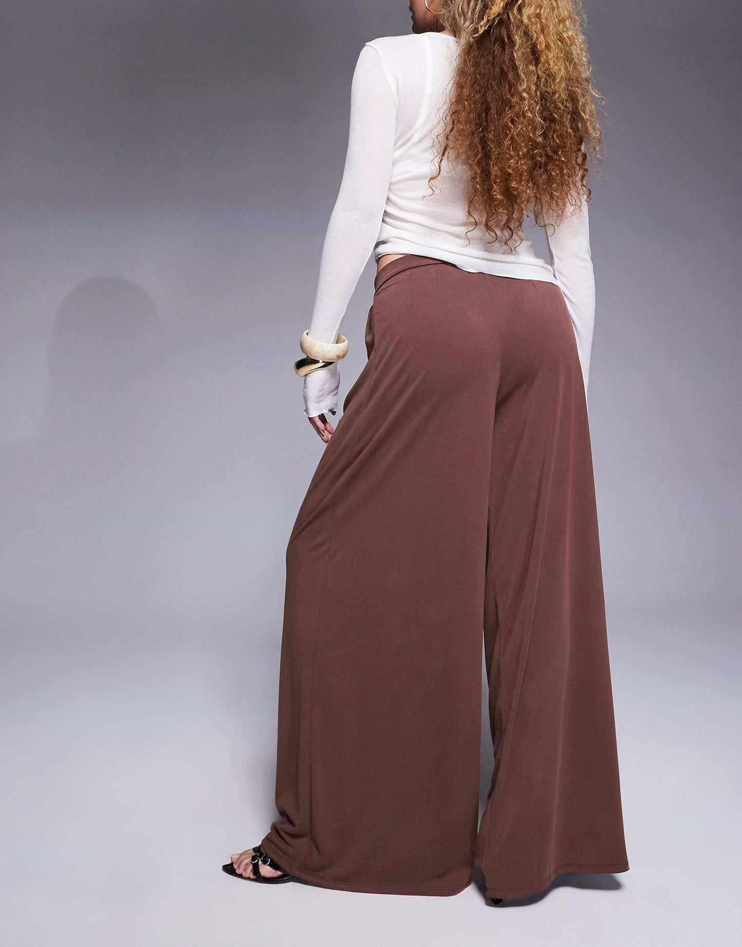 Super Wide Leg Modal Trouser With Pleat Detail