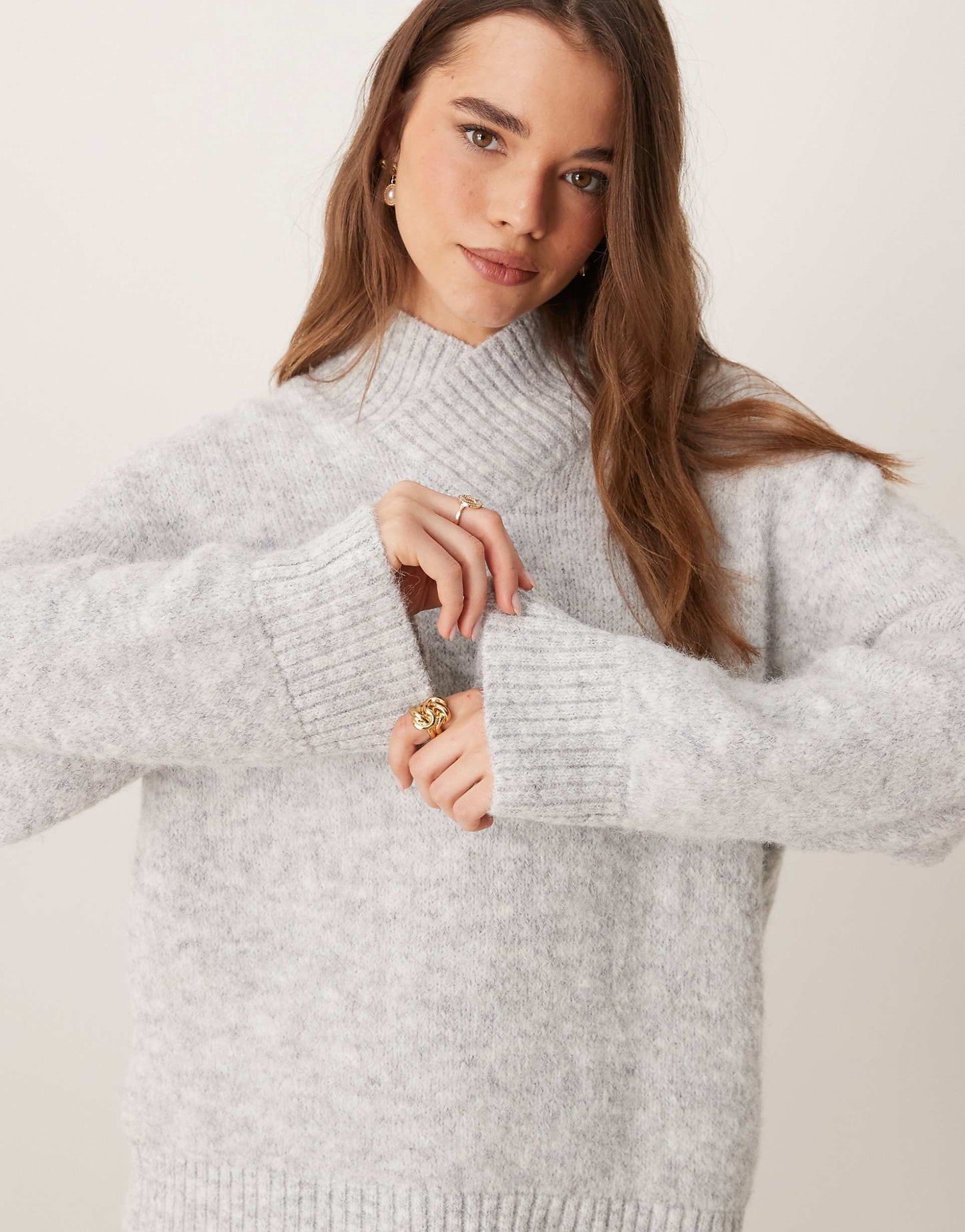 Wool Blend High V Neck Jumper