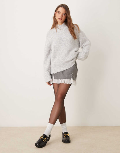 Wool Blend High V Neck Jumper