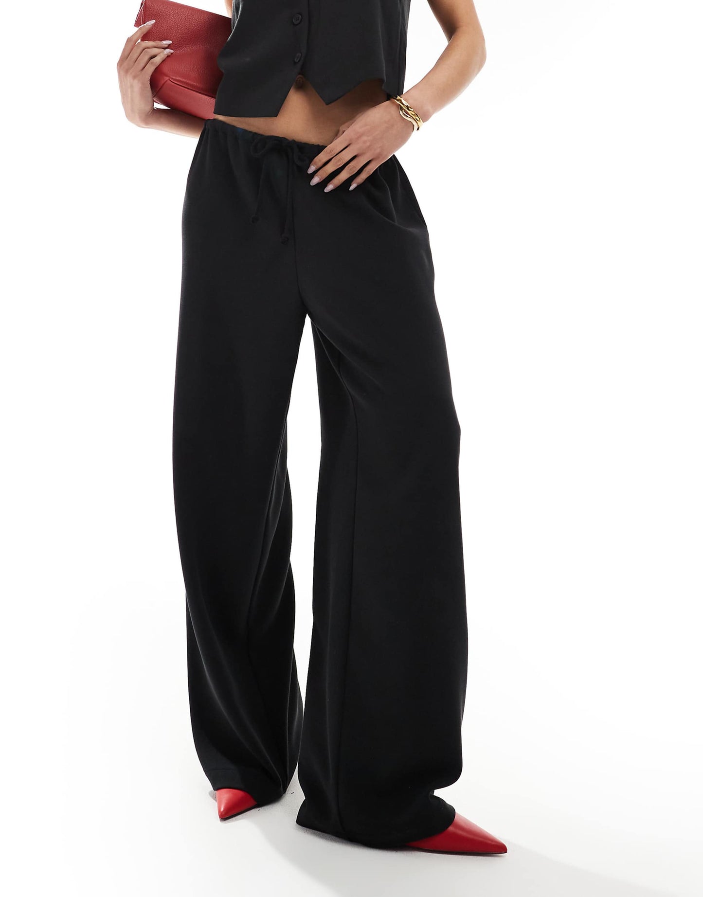 Loose Fit Tailored Trousers Co-Ord With String Detail