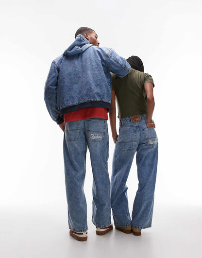 Loose Wave Wide Leg Denim Jeans