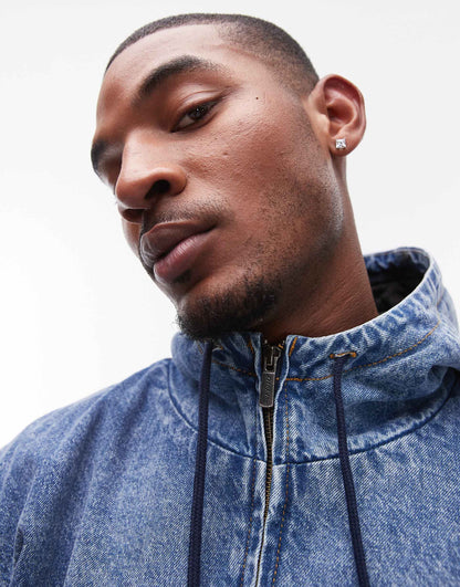 Loose Wave Hooded Denim Jacket