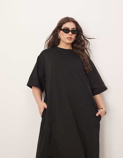 Curve Premium Heavyweight T Shirt Midi Dress