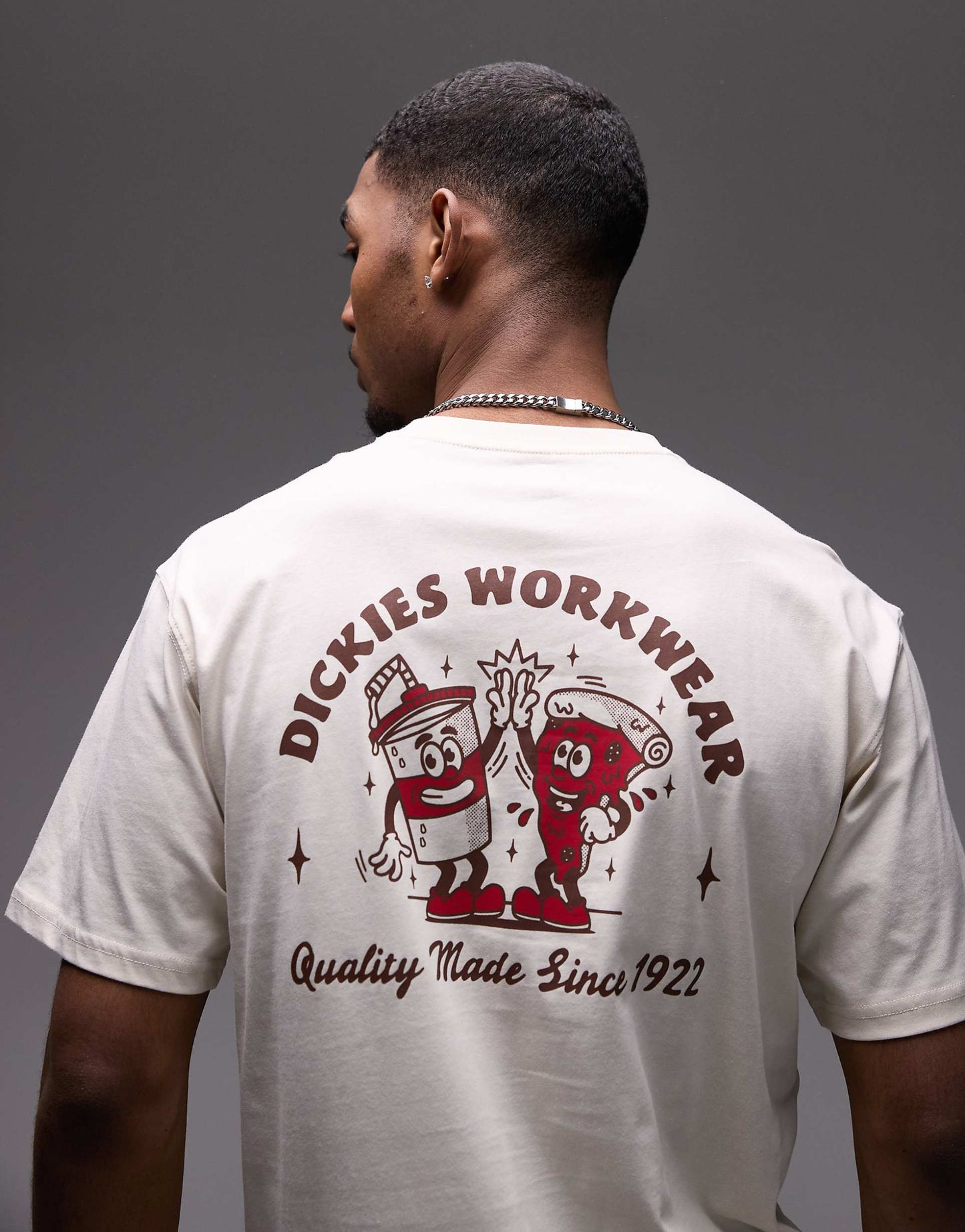 Pizza Graphic Back Print T-Shirt