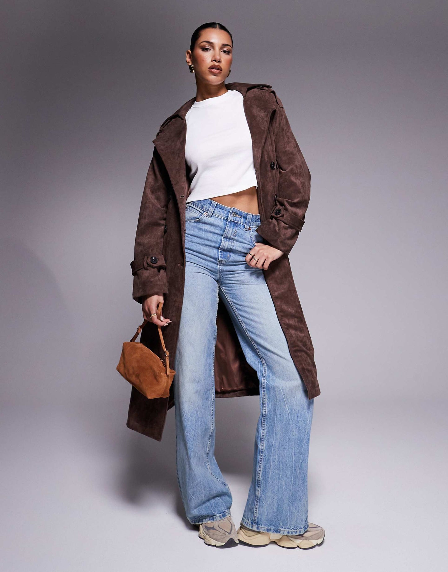 Detail Suede Trench Jacket