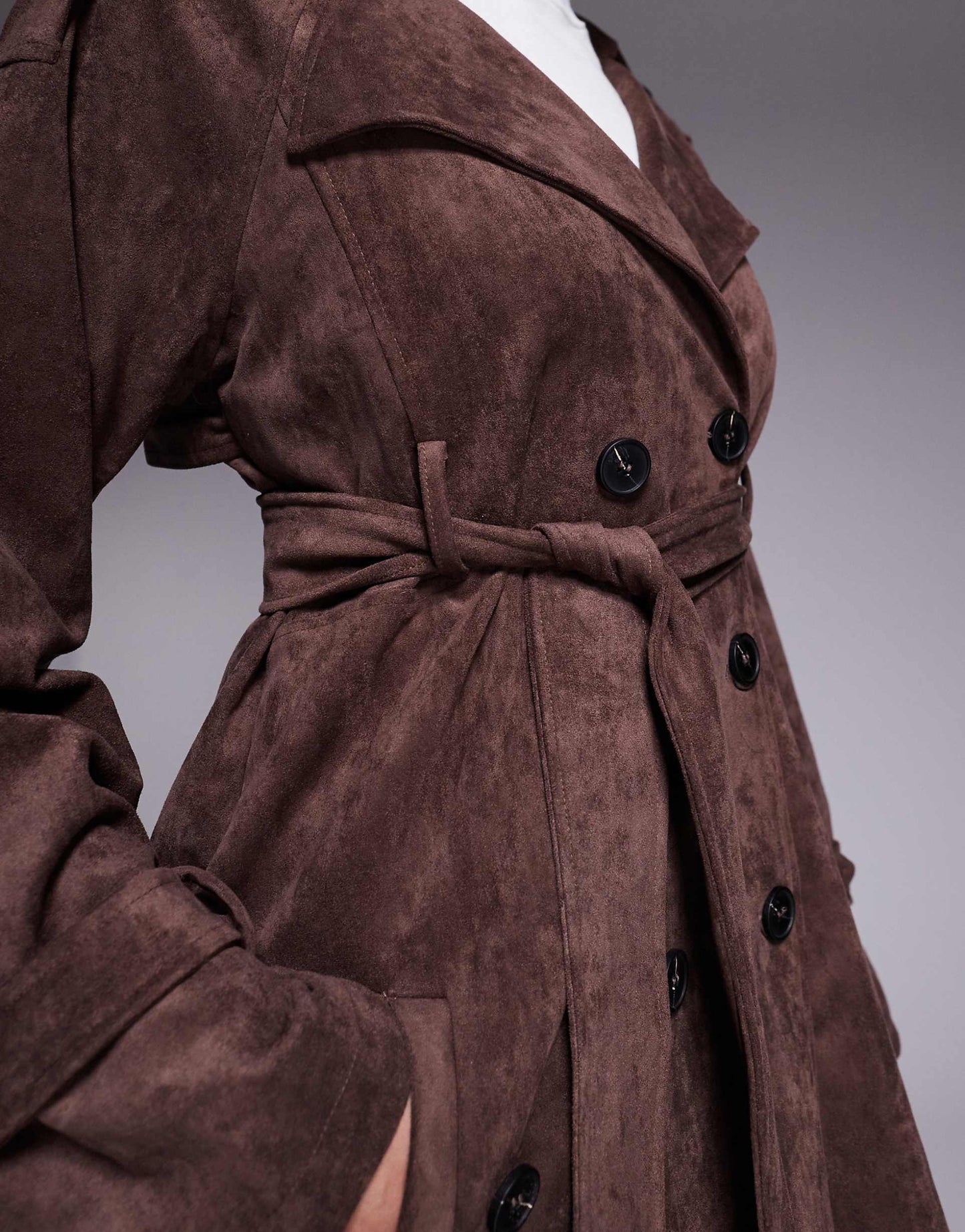 Detail Suede Trench Jacket