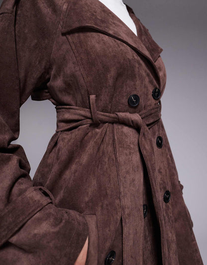 Detail Suede Trench Jacket