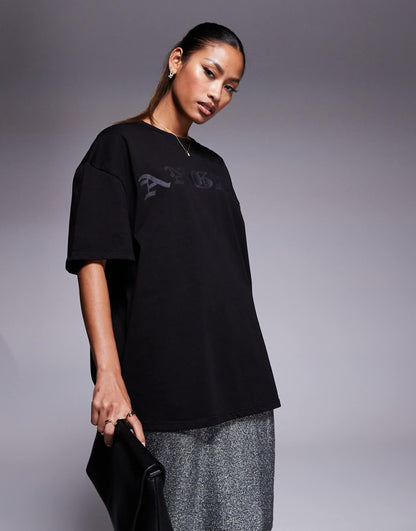 2 in 1 T-Shirt Dress With Rhinestone Midi Skirt