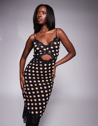 Josestte Midi Dress With Lace Trim Detail