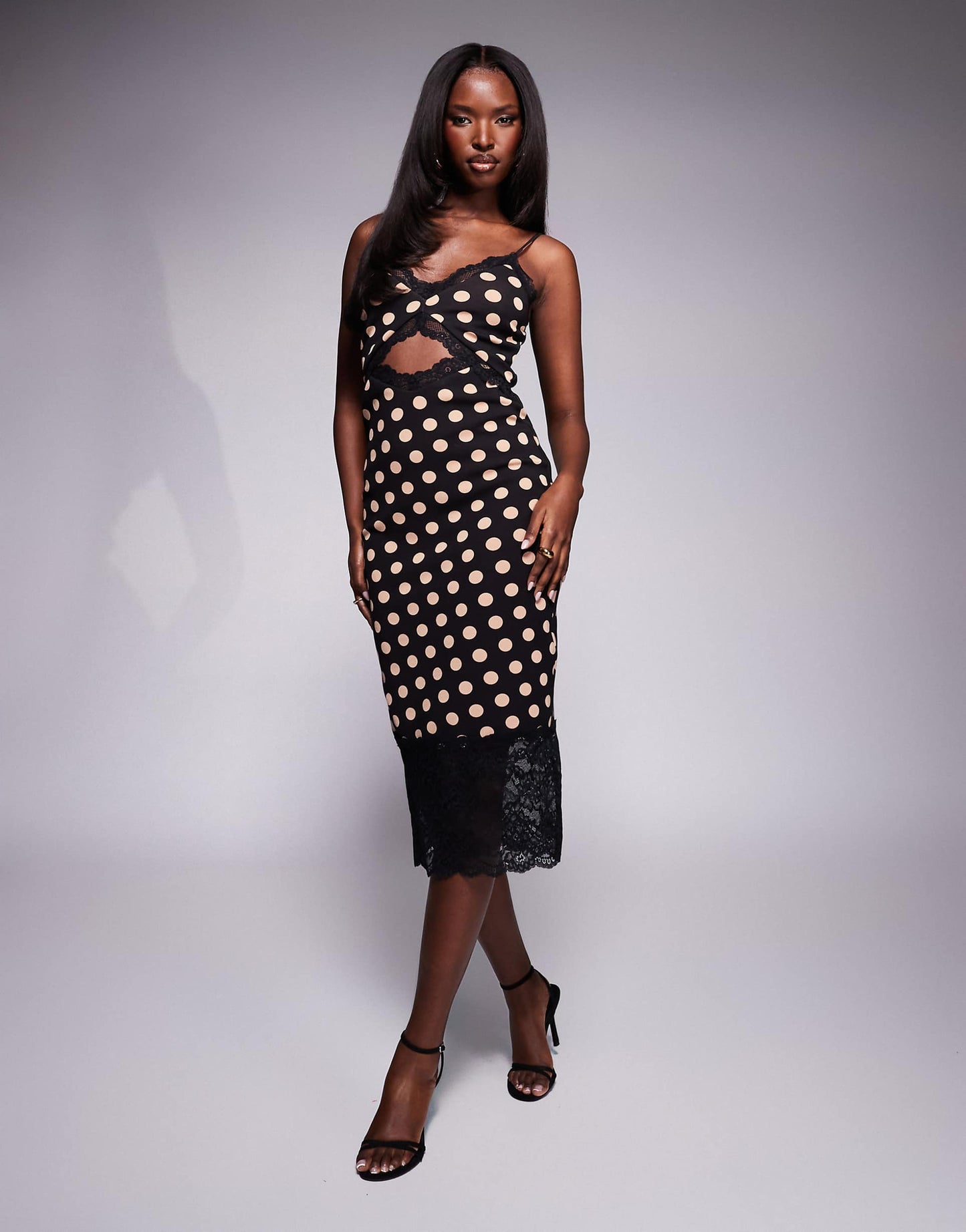 Josestte Midi Dress With Lace Trim Detail