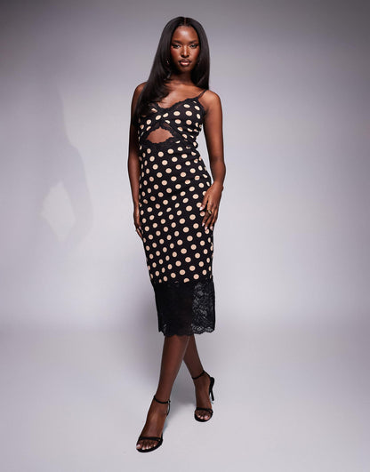 Josestte Midi Dress With Lace Trim Detail