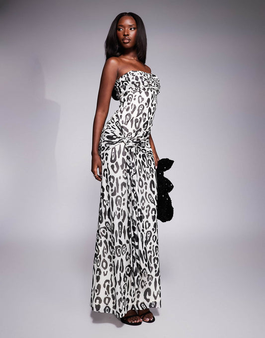 Rosalie Bardo Maxi Dress With Knot Detail