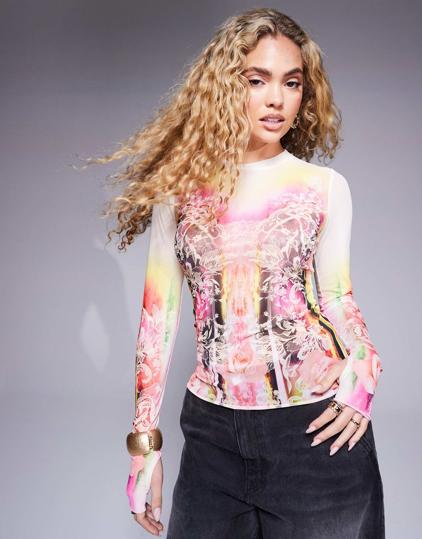Kaylee Long Sleeve Mesh Top
