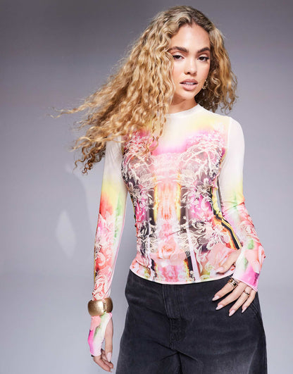 Kaylee Long Sleeve Mesh Top