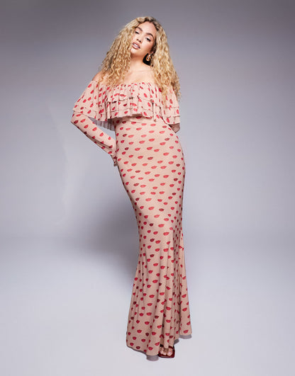 Dahlia Off The Shoulder Maxi Dress With Ruffle Detail