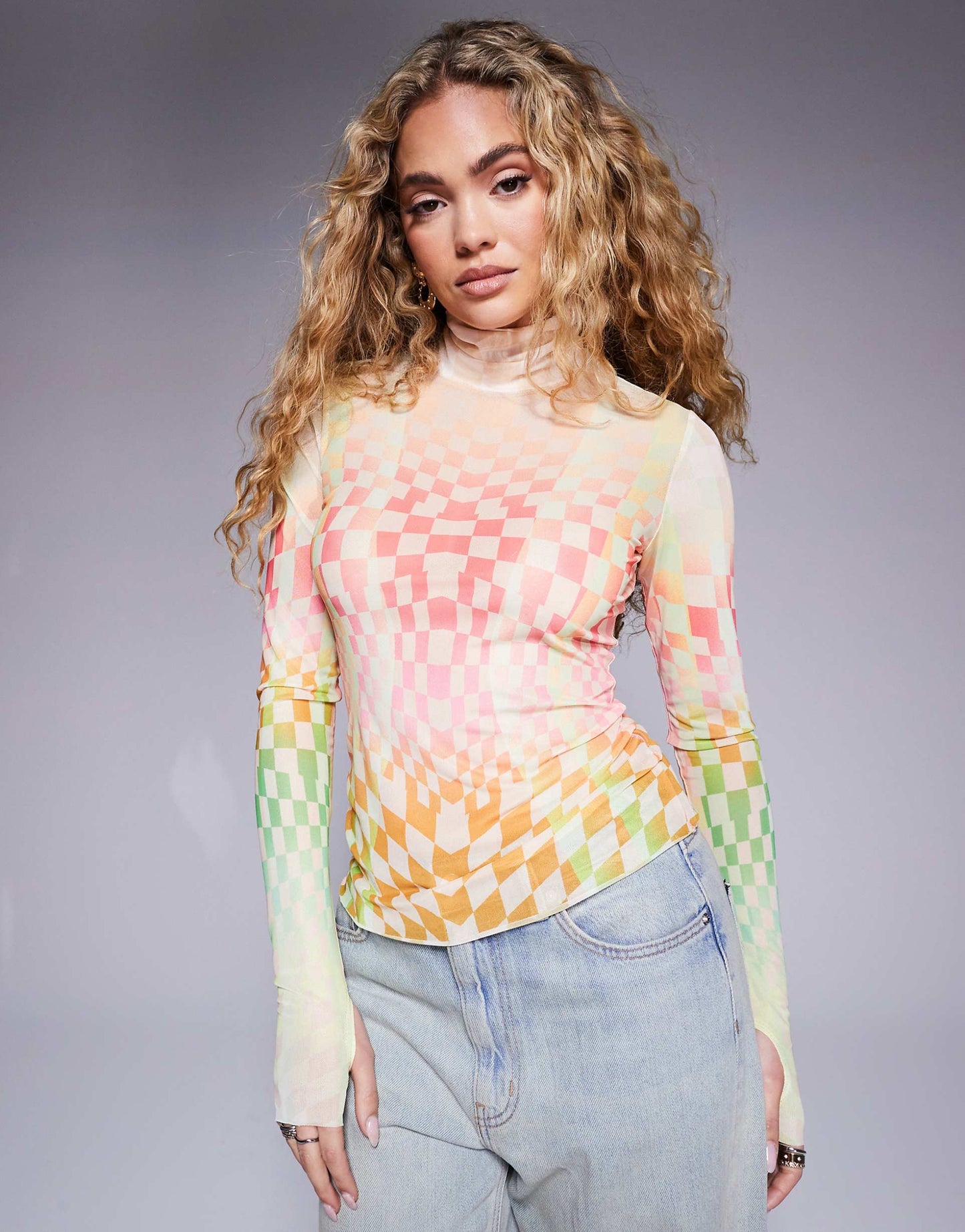 Long Sleeve Mesh Top