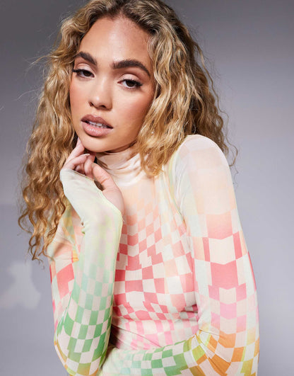 Long Sleeve Mesh Top