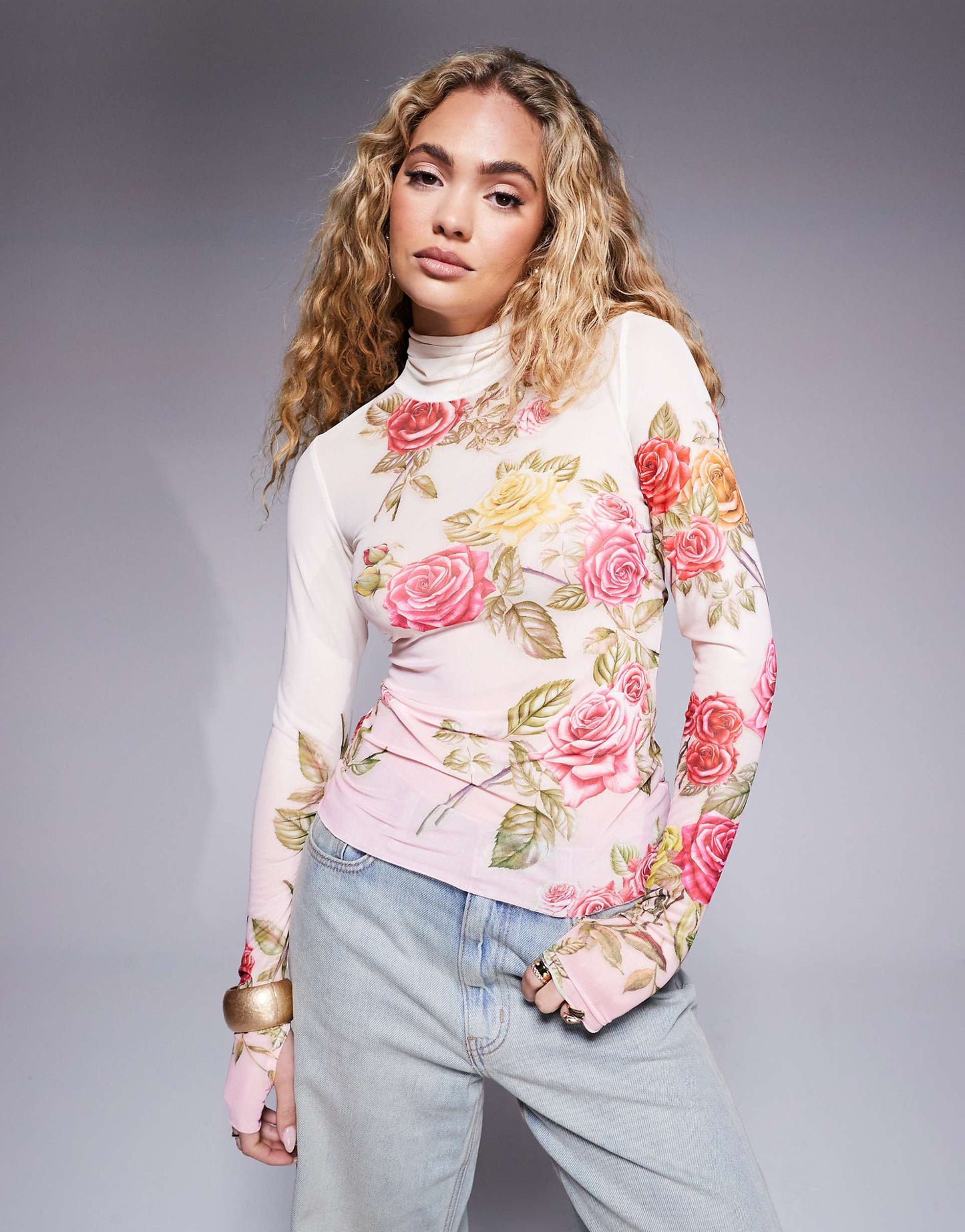 Long Sleeve Mesh Top