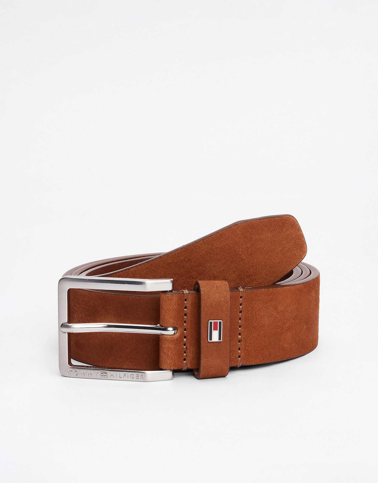 Logo Square Buckle Leather Belt