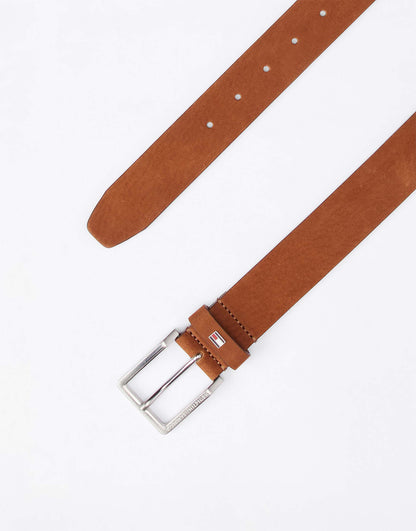 Logo Square Buckle Leather Belt