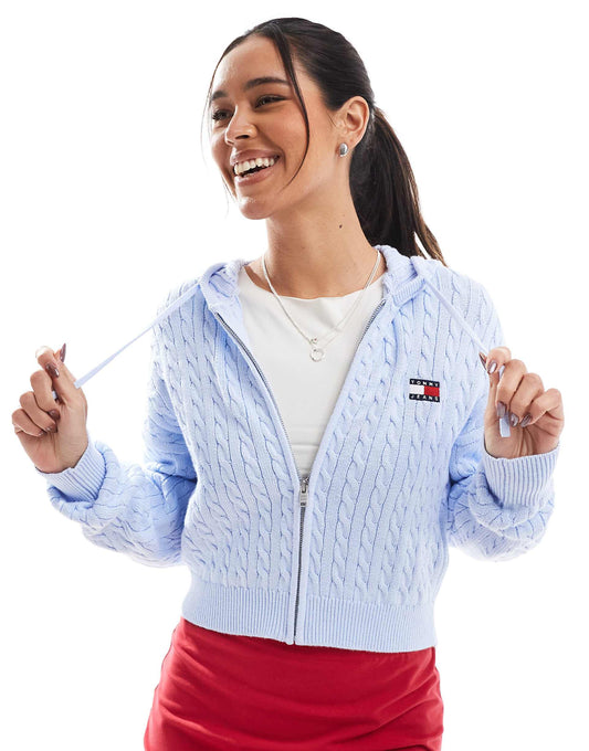 Cable Knit Zip-Thru Sweatshirt