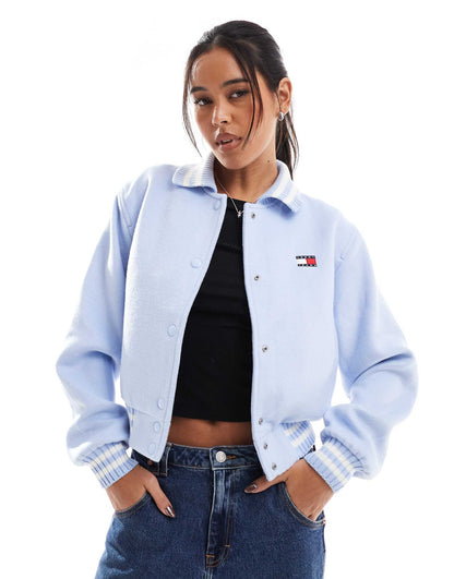 Varsity Cropped Bomber Jacket