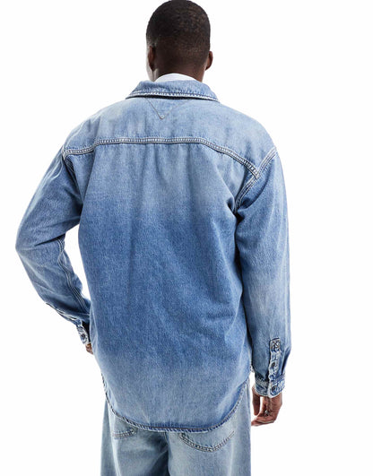 Relaxed Fit Distressed Denim Overshirt