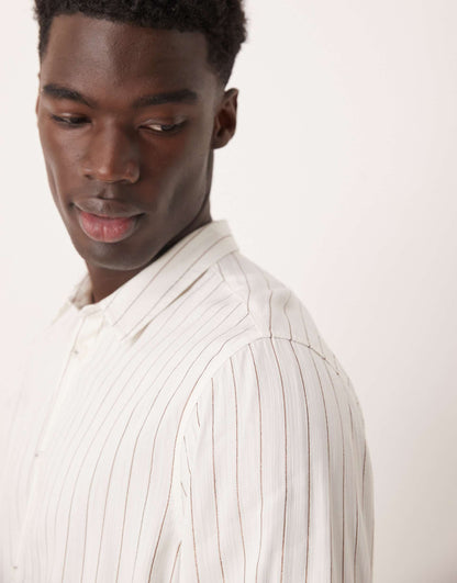 Relaxed Boxy Fit Shirt With Copper Stripe