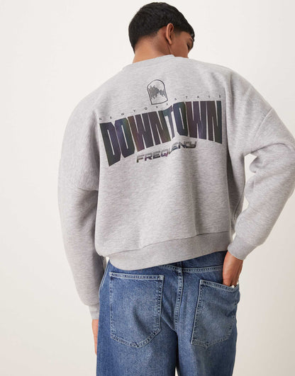Oversized Dropped Shoulder Sweatshirt With Reflective Print