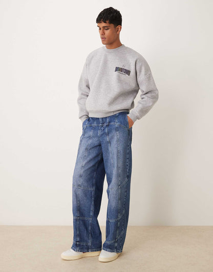 Oversized Dropped Shoulder Sweatshirt With Reflective Print