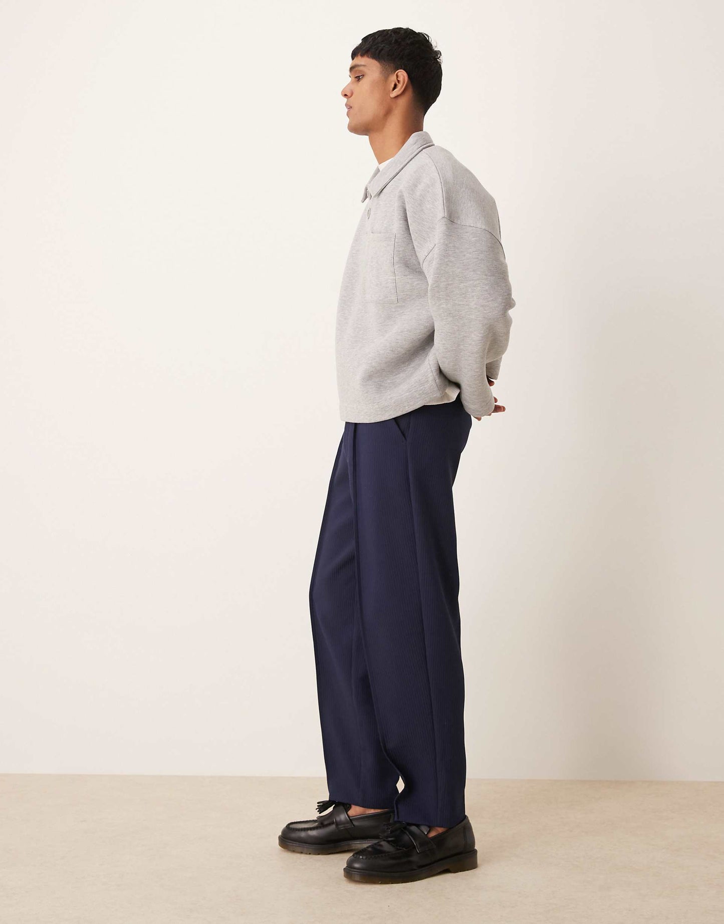 Oversized Dropped Shoulder Polo Sweatshirt