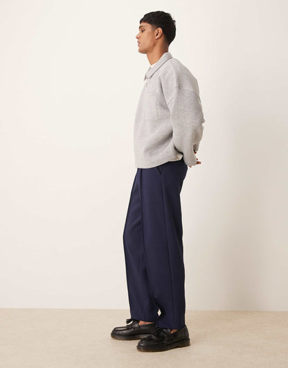 Oversized Dropped Shoulder Polo Sweatshirt