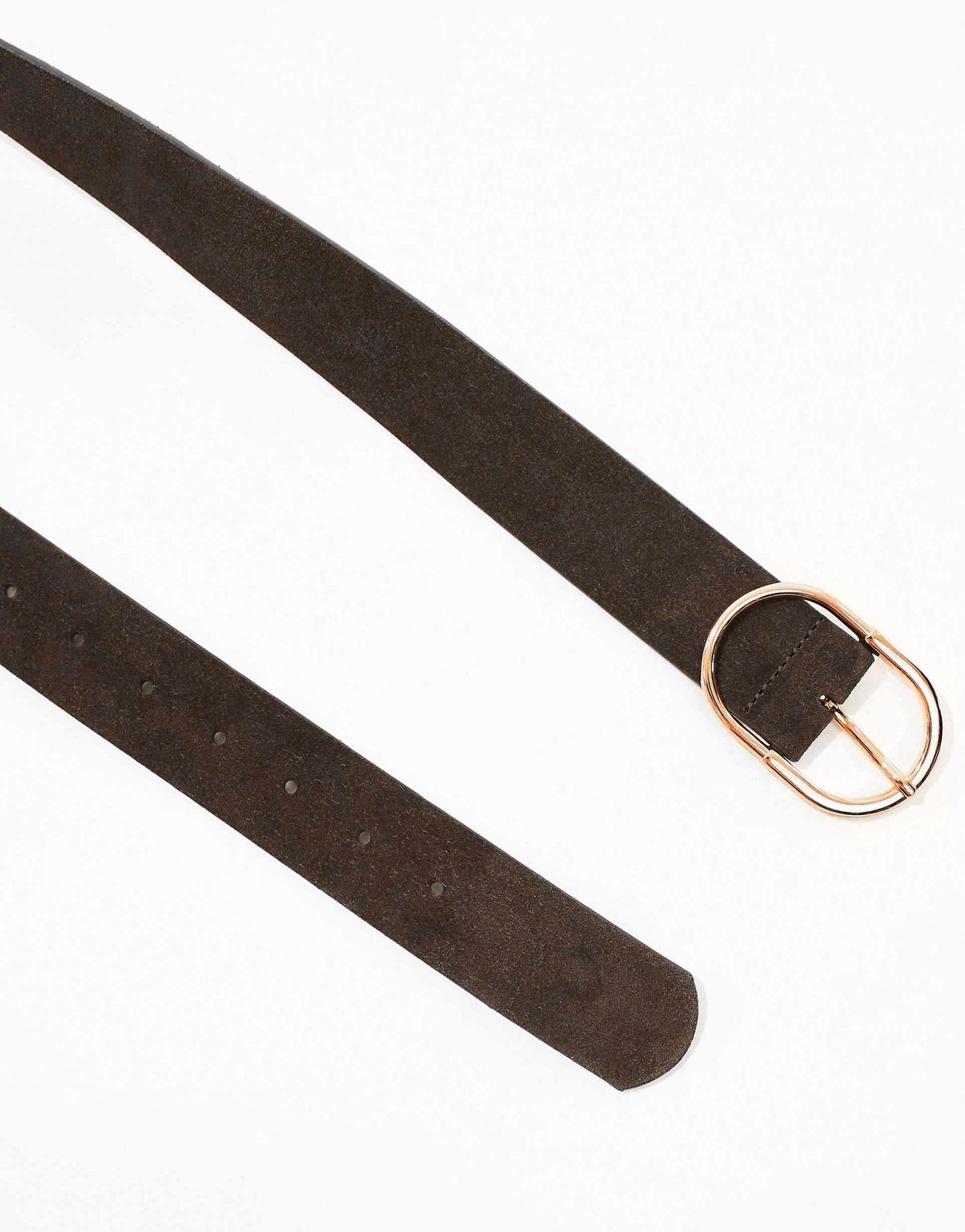 Suede Belt With Fine Tubular Buckle