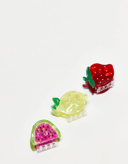 3 Pack Mini Fruit Hair Clips