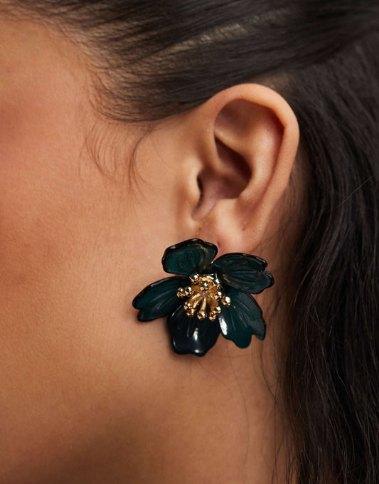 Statement Resin Flower Stud Earrings