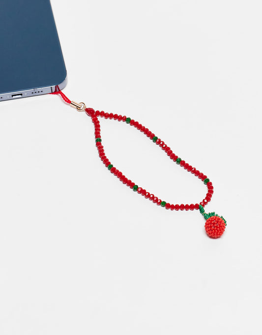 Beaded Cherry Phone Charm