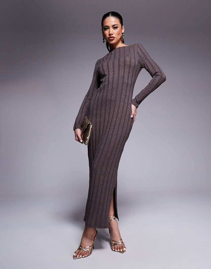 Long Sleeve Ribbed Dress