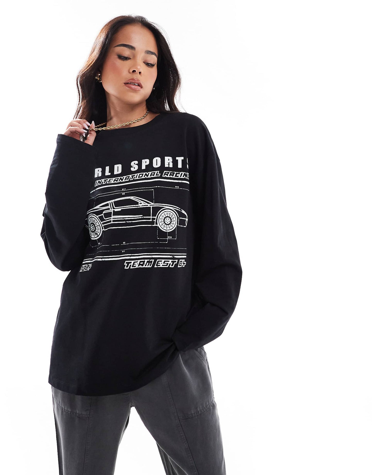 Long Sleeve Skate Top With World Sports Car Graphic