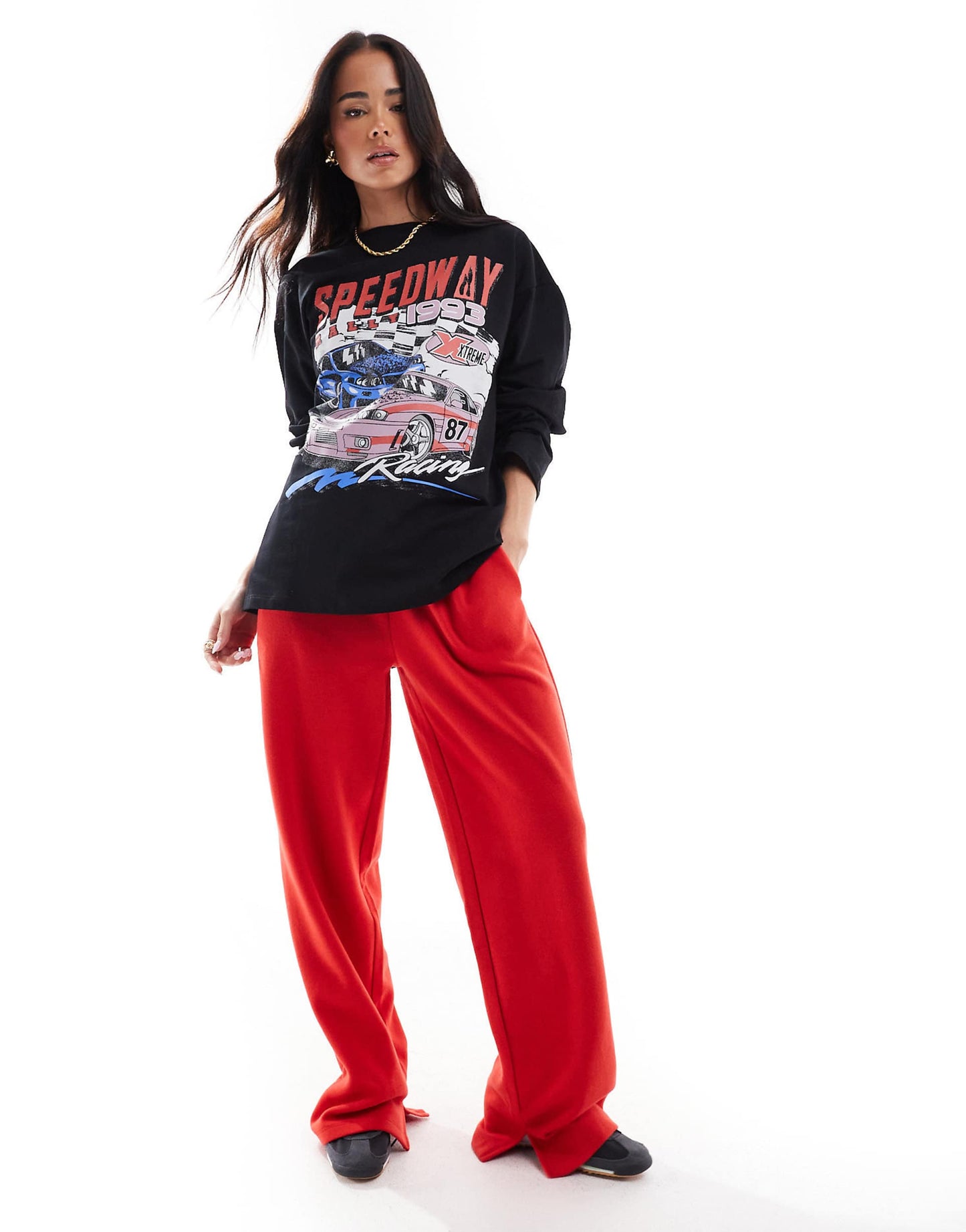 Long Sleeve Skater Top With Car Graphic