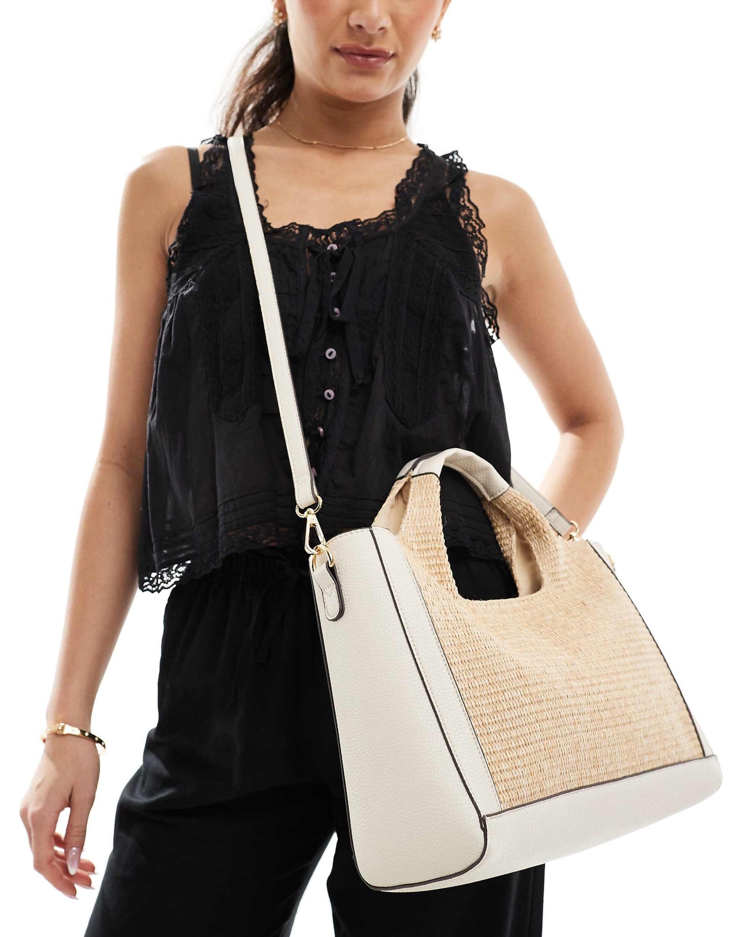 Woven Top Handle Handbag