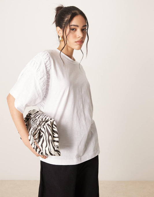 Oversized T-Shirt With Ruched Sleeve Detail