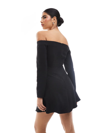 Closet London Pleated Long Sleeve Mini Dress