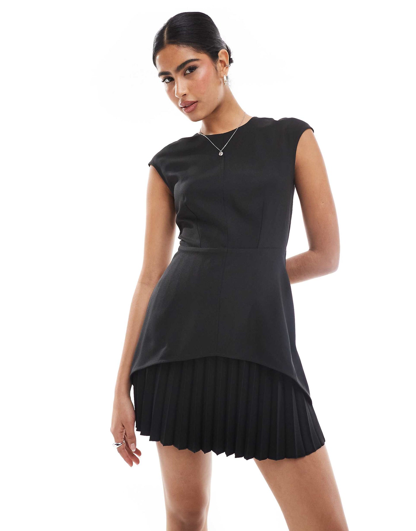 Pleated Hem Mini Dress