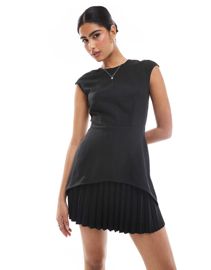 Pleated Hem Mini Dress