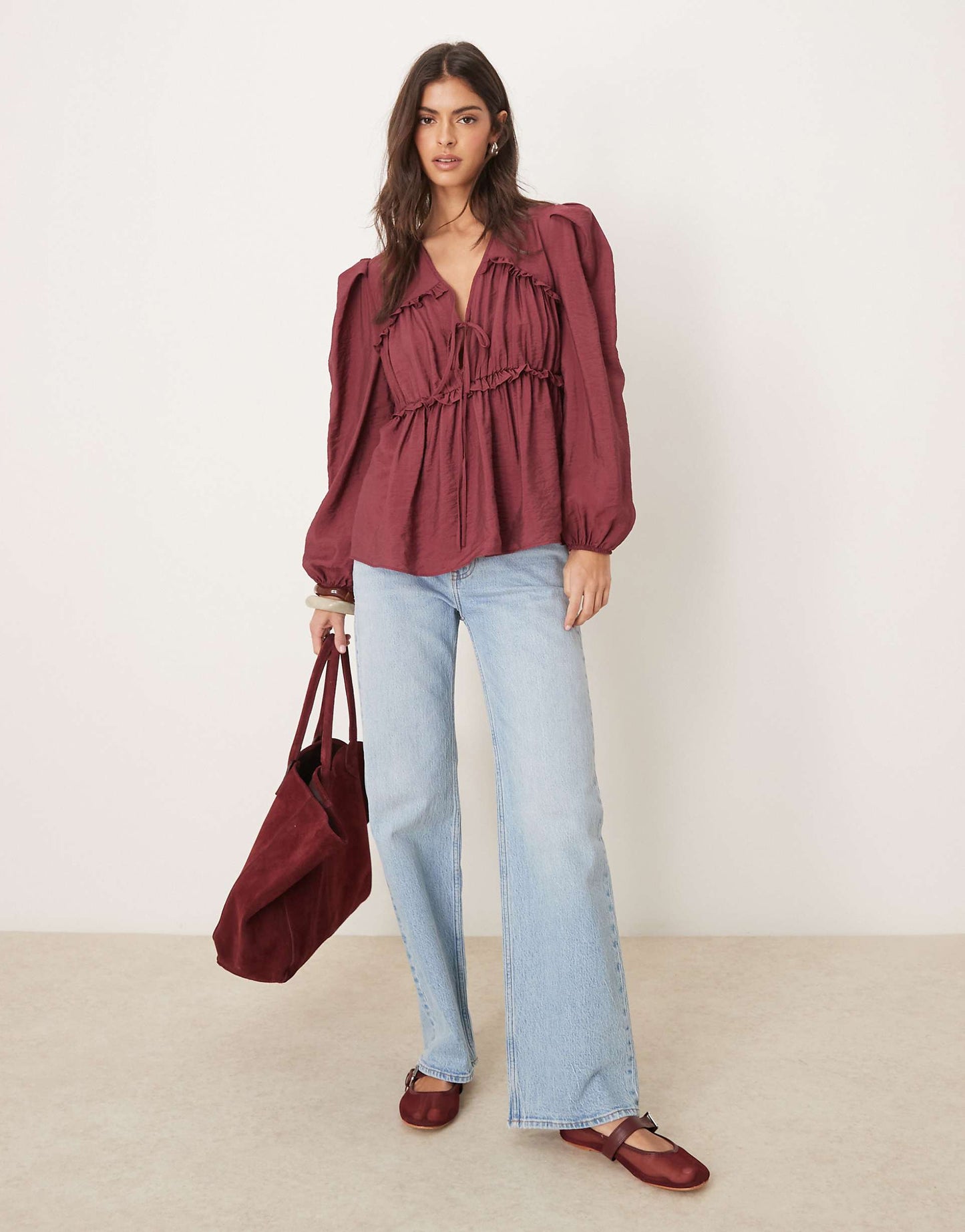 Tie Front Ruched Detail Top