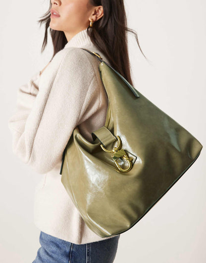 Statement Buckle Slouch Tote Bag