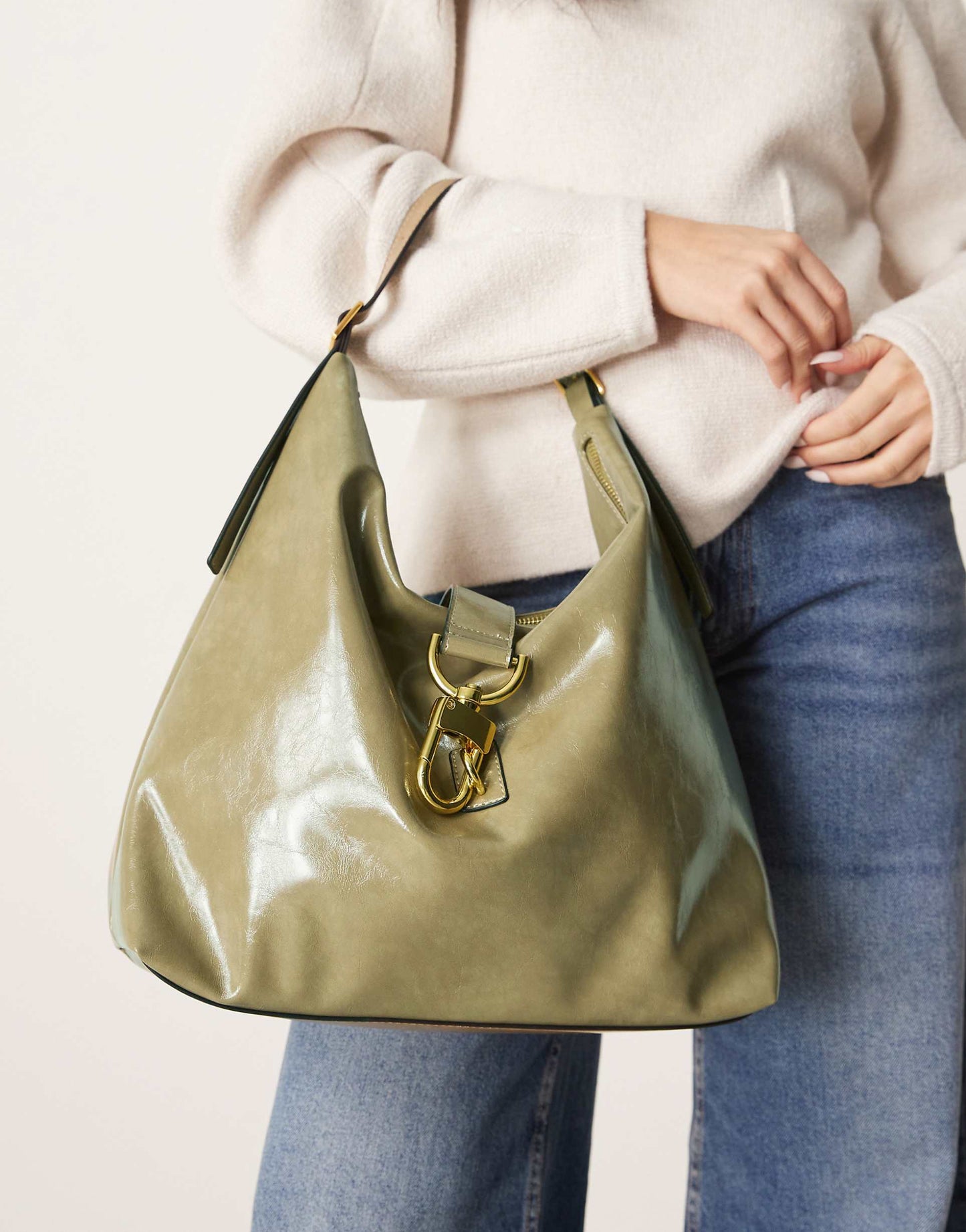 Statement Buckle Slouch Tote Bag