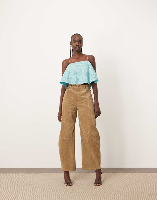 Sydney Suede High Waisted Barrel Trouser