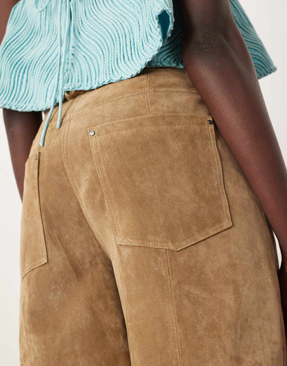 Sydney Suede High Waisted Barrel Trouser