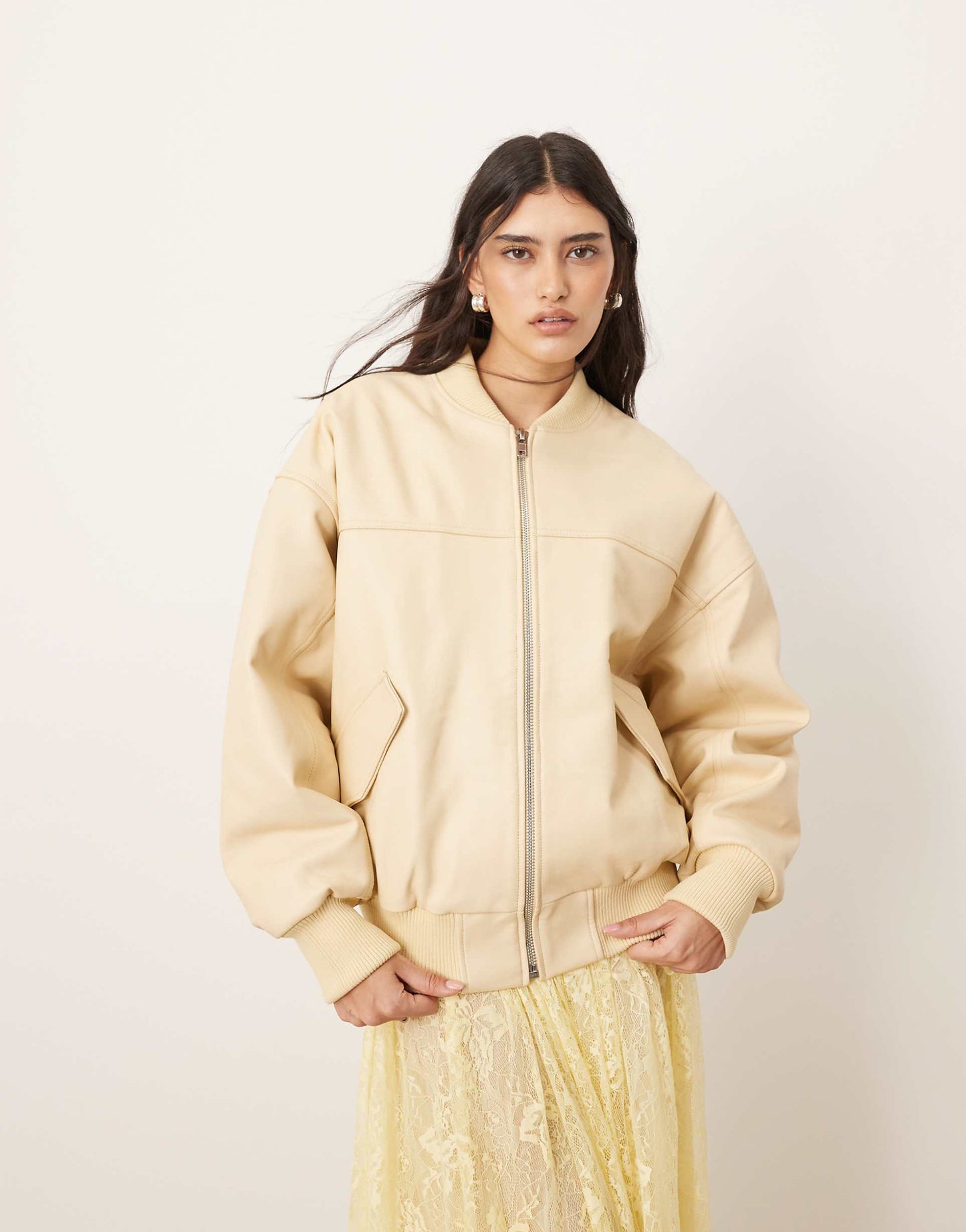 Premium Leather Oversized Bomber Jacket Co-Ord